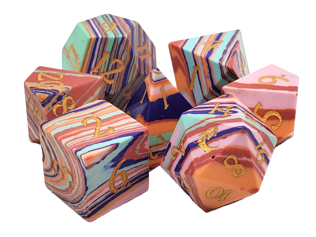 Old School Dice: Gemstone: Turquoise Rainbow
